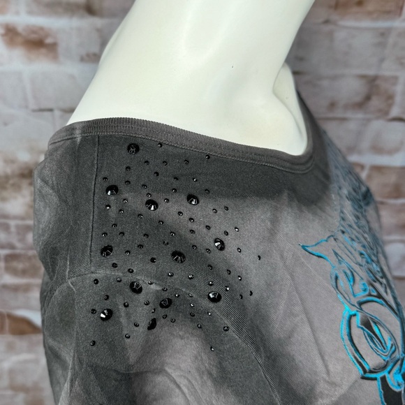 Affliction Women’s Graphic Short Sleeve Cut Out T-Shirt -Size: Large -NWT - Picture 6 of 11